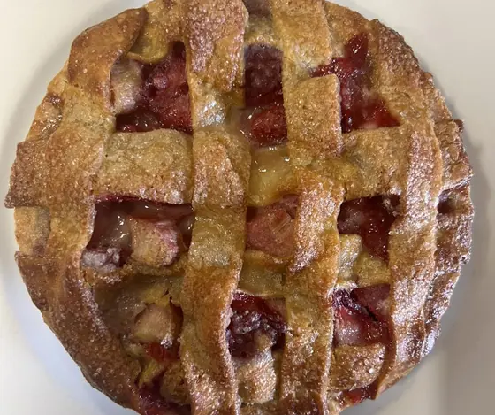 Lattice topped strawberry pie